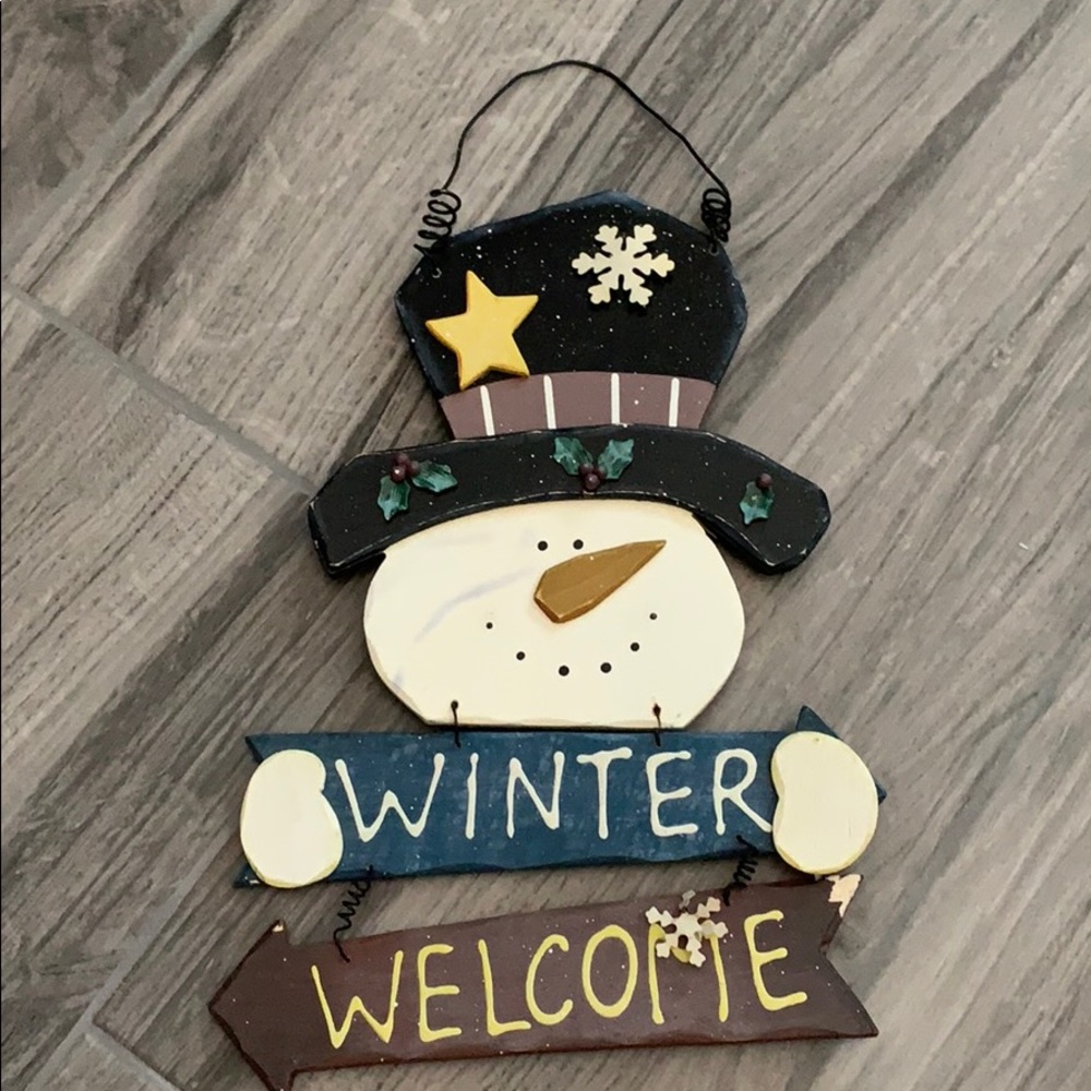 Winter Welcome Wooden Hanging Sign Home Decor